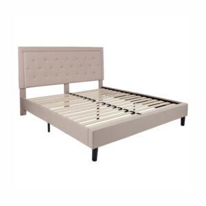 OSFBF200 Beige Fabric Upholstery Bed Frame