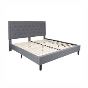 OSFBF200 Light Gray Fabric Upholstery Bed Frame