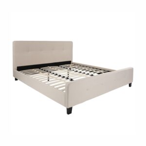 OSPLBF100 Contemporary Beige Fabric Upholstery Bed Frame