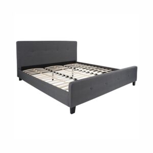 OSPLBF100 Contemporary Dark Gray Fabric Upholstery Bed Frame