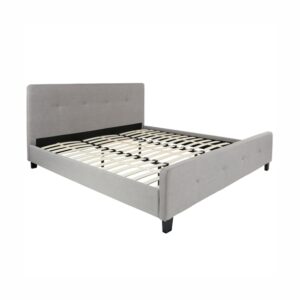 OSPLBF100 Contemporary Light Gray Fabric Upholstery Bed Frame