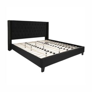 OSPLBF200 Black Tufted Fabric Upholstery Platform Bed Frame