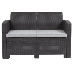 Rattan Style Love Seat – Dark Gray