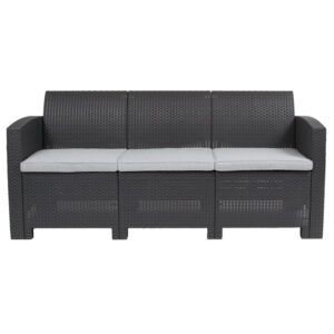 Rattan Style Sofa – Dark Gray