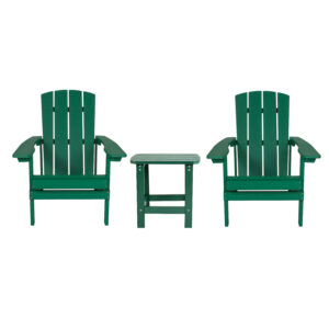 3 Piece Adirondack Chairs with Side Table Set – Green