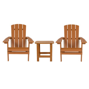 3 Piece Adirondack Chairs with Side Table Set – Teak