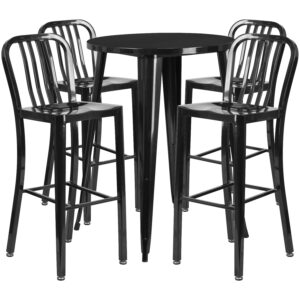 Metal Round Table with 4 Stools