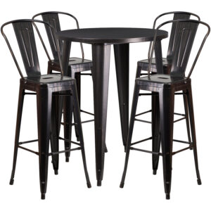 Metal Round Table with 4 Stools