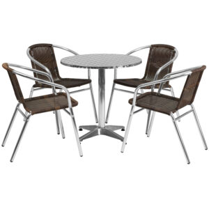 Aluminum Round Table Patio Set with 4 Chairs