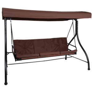 3 Seat Patio Swing with Cushions – Brown