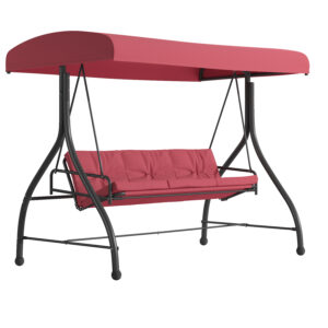 3 Seat Patio Swing with Cushions – Red